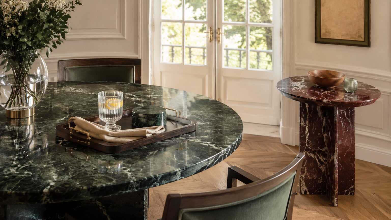Common Care Mistakes for Green and Burgundy Marble Tables