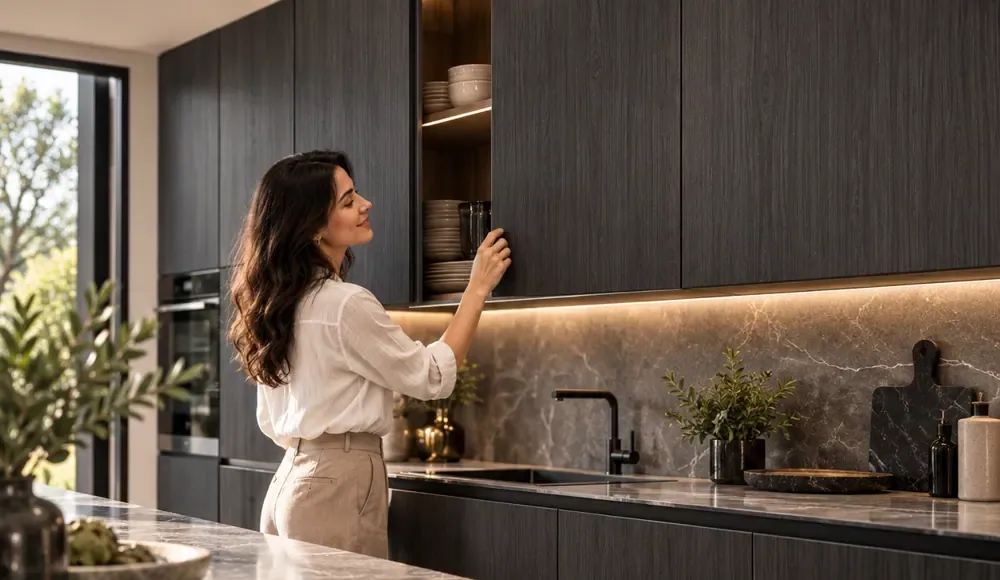 MKK® Woodline Graphite – Antrasit Ahşap – Yeni kaplama görünümü – temsili görsel