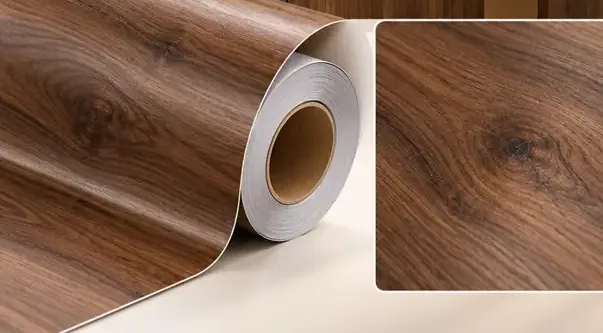 MKK® Walnut Grain – Budaklı Ceviz – Folyo rulosu ve doku (temsili)