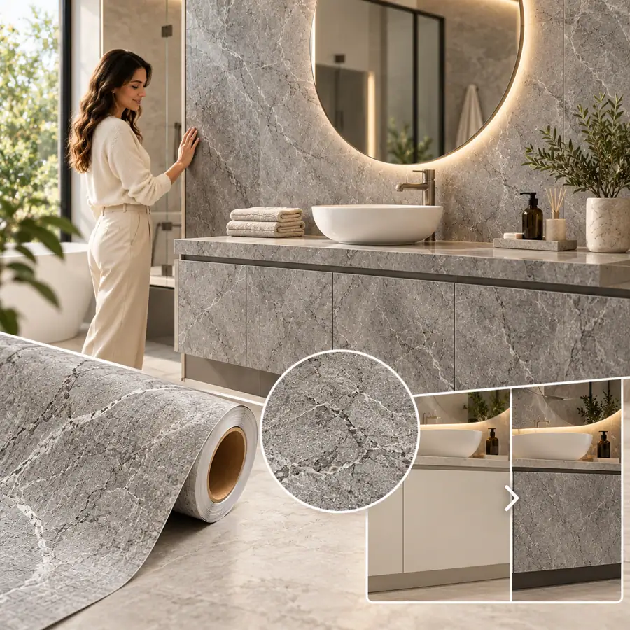 MKK® Travertine Elite – Traverten – temsili dekoratif yüzey filmi ürün sunumu