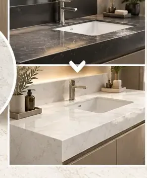 MKK® Stoneform Ivory – Beyaz Traverten – Önce ve sonra karşılaştırması (temsili)