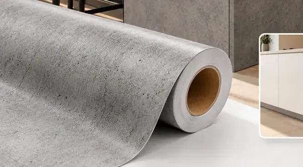 MKK® Concrete Urban – Beton Gri – Folyo rulosu ve doku (temsili)