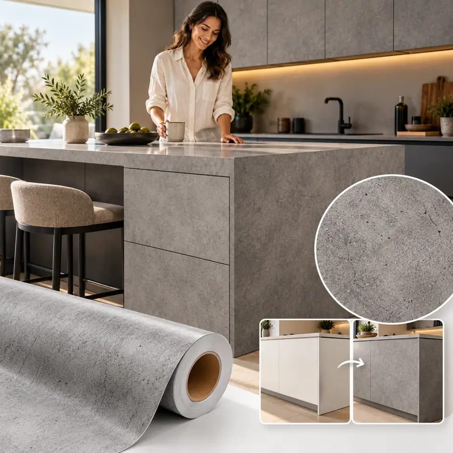 MKK® Concrete Urban – Beton Gri – temsili dekoratif kaplama uygulama ve doku görseli