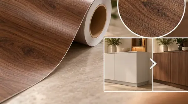 MKK® Minimal Walnut – Minimal Ceviz – Folyo rulosu ve doku (temsili)