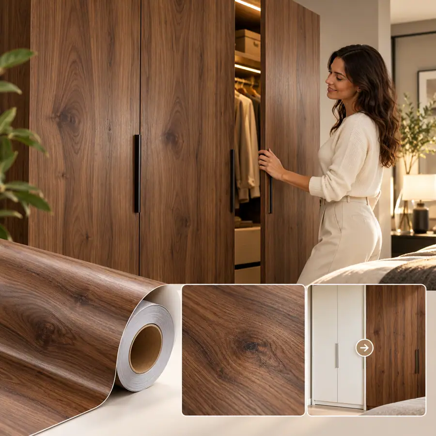 MKK® Walnut Grain – Budaklı Ceviz – temsili dekoratif kaplama uygulama ve doku görseli