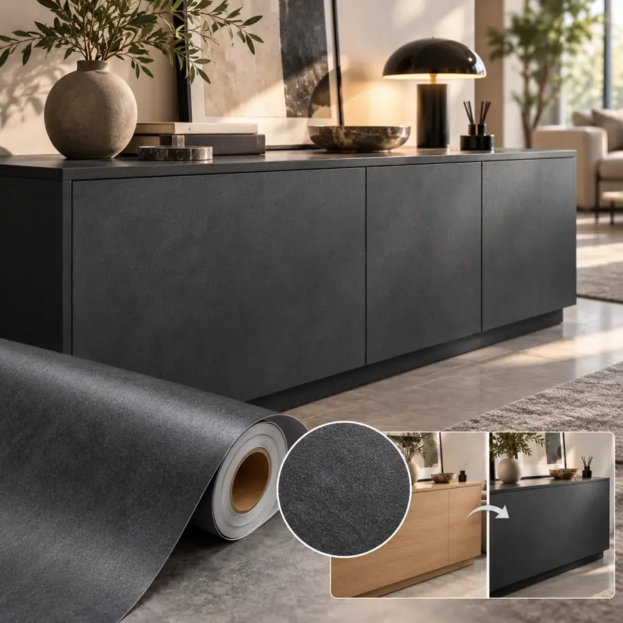 MKK® Urban Graphite – Antrasit Gri – temsili dekoratif yüzey filmi ürün sunumu
