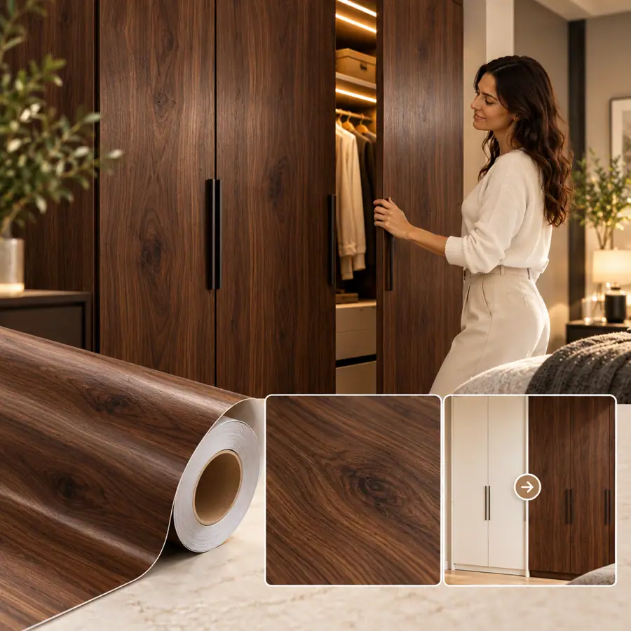 MKK® Walnut Deep – Koyu Ceviz – temsili mimari kaplama uygulama ve renk görseli